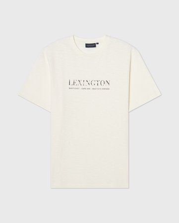 Lexington Grafisk bomulds slub t-shirt, hvid
