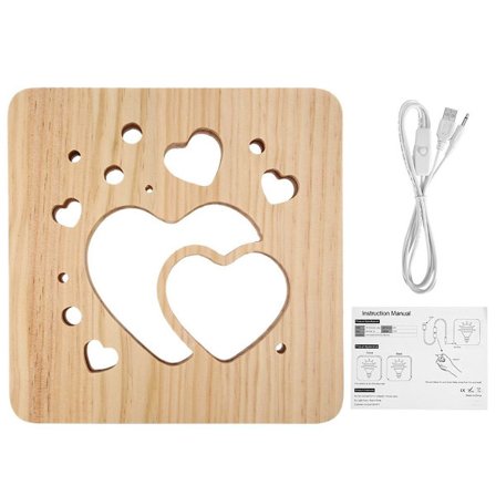 USB-drevet hul 3D-trebordlampe i varmt hvitt KLB