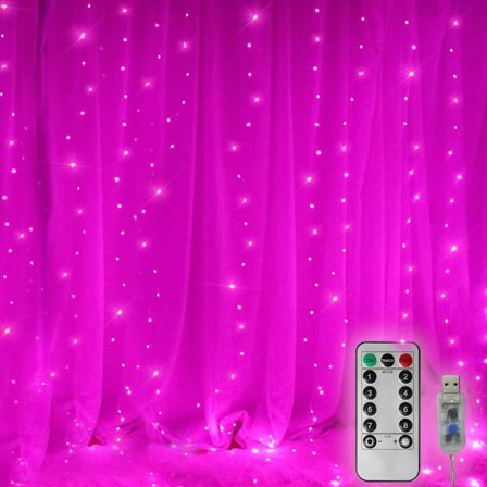 9,8 fot 300 LED Gardinlys Jullys (Rosa)