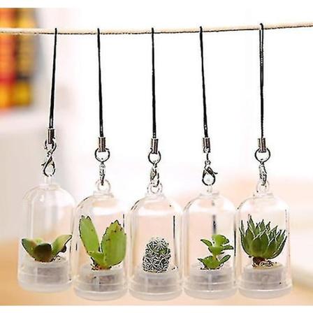 Kreativ Mini Simuleret Sukkulentplante Glas Nøglering