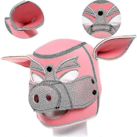 Kostym Röd Gris Mask Halloween Cosplay Party Mask Huv