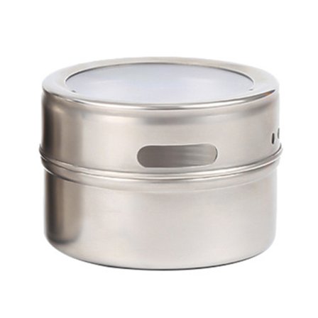 Magnetic Spice Jar in Stainless Steel, Spice Container with Transparent Lid, Multifunctional Storage Jar for Kitchen