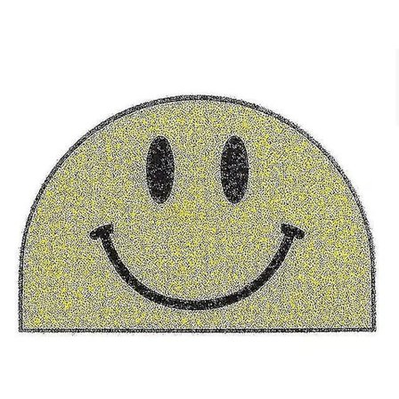 Oval Dörrmatta med Smiley-ansikte, Halkfri PVC-matta för ytterdörr, Vardagsrumsmatta, Hallmatta, Entrédörrmatta
