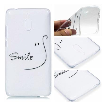 Nokia 2.1 beskyttelsesetui i silikone med printet mønster - "Smile" Transparent