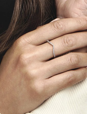 Pandora Wishbone 14K Rose Gold-Plated Ring With Clear Cubic Zirconia - Pink - 50