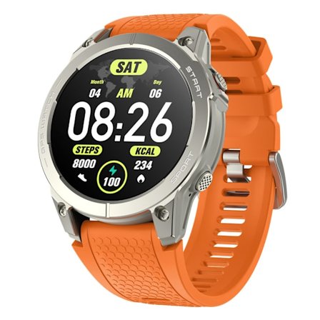 Watch för män med svar Ring, Fitness Watch med puls/stegräknare/sömnmätare/100 sporter för löpning/smart röst,orange