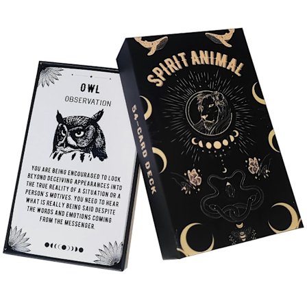 Spirit Animal Oracle Cards Deck | Betydning på kortene for nybegynnere | Størrelse 4.75" X 2.75" | 54 kort | Spådomsspill | Divinasjonskort