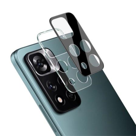 IMAK Xiaomi Redmi Note 11 Pro Plus 5G HD kameralinsebeskytter af hærdet glas + akryl linsedæksel - Sort Transparent
