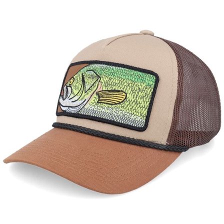 Skillfish - Beige trucker Keps - Kids Big Black Bass Box Rope Khaki/Brown/Caramel @ Hatstore