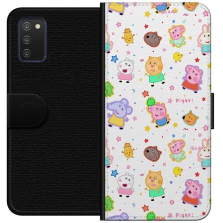 Kompatibel Tegnebogsetui til Samsung Galaxy A03s Farverige tegneserie dyrekarakterer i en legende stil med stjerner og prikker på en lys baggrund