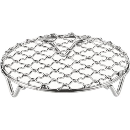 4,7-tommers Rund Madlavningsrist i Rustfrit Stål - Grillnet med Krydsede Tråde og 20 mm Ben til Bagning, Dampning & Grillning