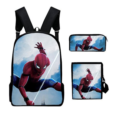 Spiderman Primary And Secondary School Theme School Bag 3-piece Set Computer Bag Messenger Bag Pencil Case