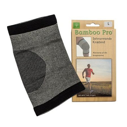 Bamboo Pro Knæbind Selvvarmende Grå L, Medicin & Pleje, Støttebind, Knæstøtte