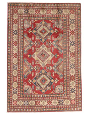 Hand Knotted Kazak Fine Rug 217X322 Brown/Dark Red