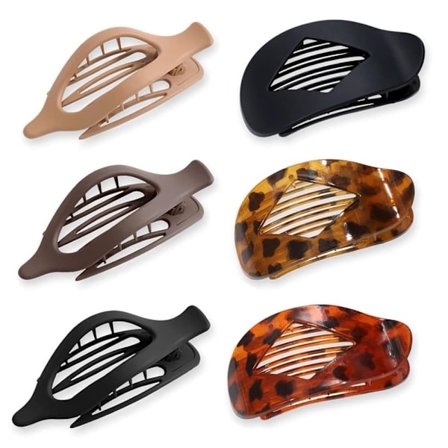 6-pak Flade Hårklemmer til Kvinder – Store Hårspænder til Tyndt & Tykt Hår, Ergonomisk & Sikkert Design_TF_TF