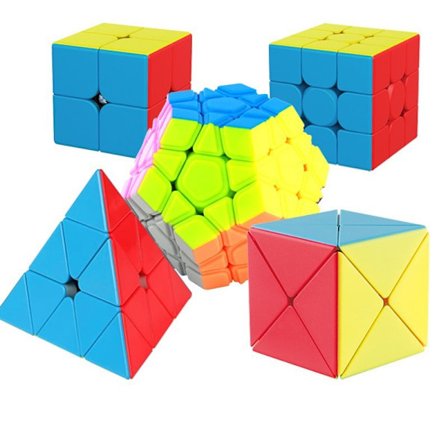 Hurtigkube-sett, Klistremerkefrie magiske kuber samling X Rubik's kube 5-delt sett