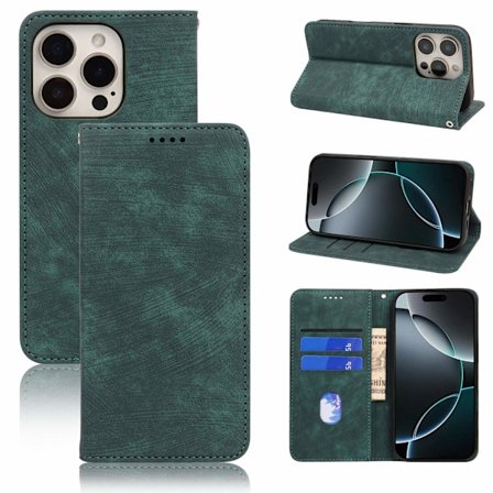 Etui til iPhone15pro Grøn Vind og Sky Genopstår Magnetisk Hud