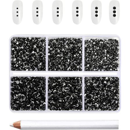 Musta 7200 kpl:n sarja litteitä, pyöreitä, litteitä koristekiviä käsitöihin