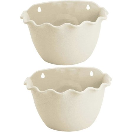 2 st Hängande Hink Planteringskärl Utomhusplantering Förvaring Självvattnande Kruka Halvcirkel Växtbehållare Klädhängare, Vit