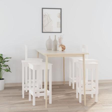 Barstolar 6 Delar Vit Massiv Furu Vit