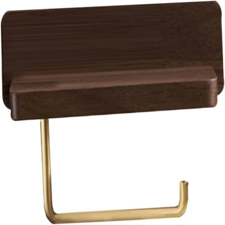 Valnød Badeværelse Vægmonteret Toiletpapirholder med Papirhåndklædeholder Kobber til Opbevaring af Telefon og Tilbehør