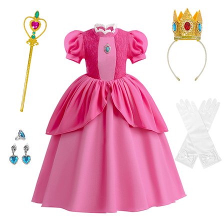 Princess Peach Kostume Piger Fødselsdag Halloween Jul Rollespil Udklædning - 100cm
