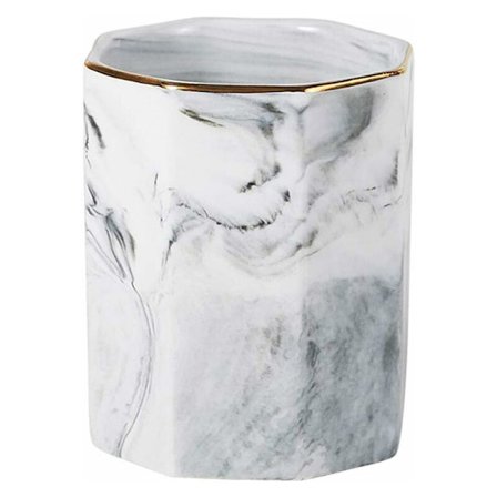 Keraaminen pöytäkynien pidike Marmori kuvioteline Kynäpurkki Työpöydän järjestäjä Meikkisiveltimen pidike (Harmaa A)