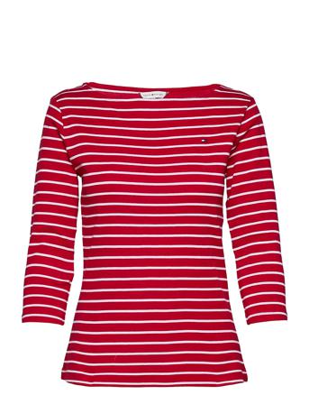 Slim Stp Boat-Nk Top 3/4 Slv Langærmet T-shirt Rød Tommy Hilfiger