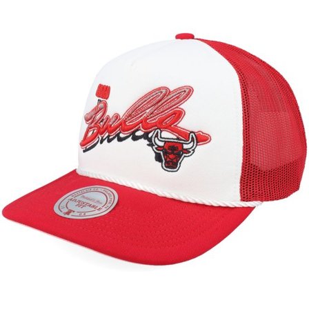 Mitchell & Ness - NBA Röd trucker Keps - Chicago Bulls Shadow Drop White/Red A-Frame Trucker @ Hatstore