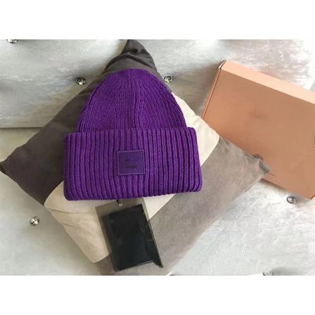 AC Smiley Ullue Kompatibel med Par - Firkantet Rullet, Høykvalitets Vinterlue Lilla