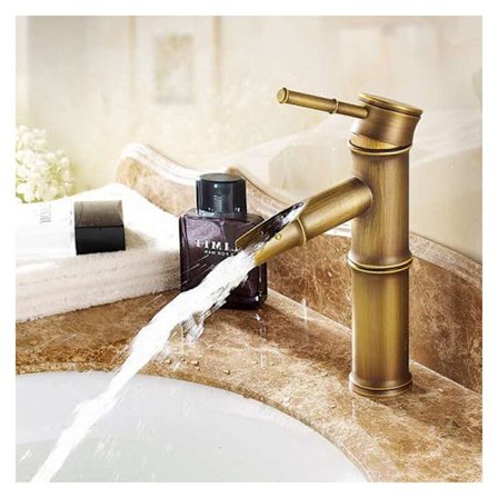 Vattenfallskran, mässingsvattenfall badrumskran, antik mässing