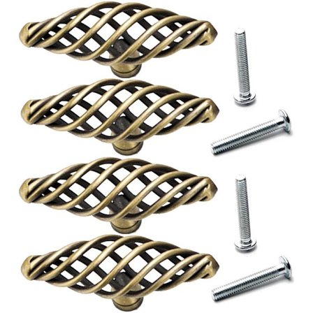 Set med 4 Handtag - Brons/75mm Vintage Möbel Dörrknoppar för D