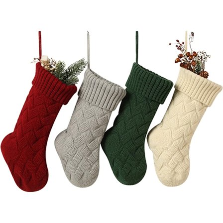 4 st Kabel Stickade Julstrumpor Klassiska Dekorationer Present