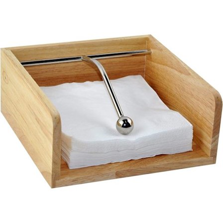 Eitida Serviettholder/Dispenser, Massivt Tre, Rustfritt Stål Vekt, for Kjøkken, Piknik, Restauranter, Kafé Dekor Vintage Stil Brun_17.7x17.7x7.7cm