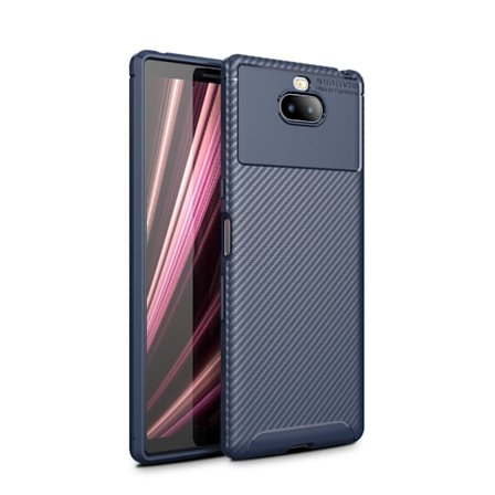 Fuld Carbon Mobilskal til Sony Xperia 10 - Blå