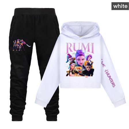 Kpop Demon Hunter Girls Cropped Hettegenser med trykte ermer - Kpop