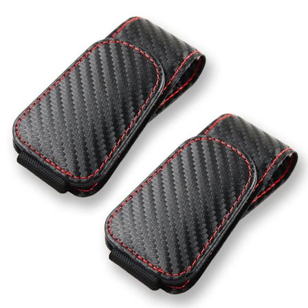 2-pak Bil Solbrilleholder, Magnetisk Læder Brilleclips til Bil Solskærme, Solbrillebøjle (Kulfiber Sort)