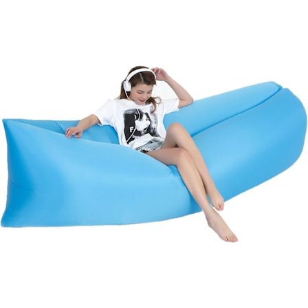 Oppblåsbar solseng luft sofa, oppblåsbar sofa seng campingstol, bærbar lat sofa luftstol for reiser/camping/tur/strandfester