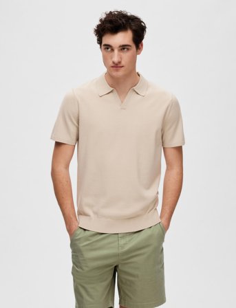 Selected Slhteller Ss Knit Polo Noos - Grey - L