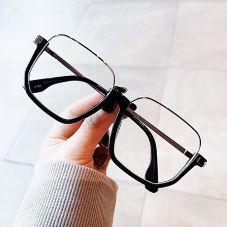 Anti-Blue Light Lasit Ylisuuret silmälasit MUSTA SILVER MUSTA