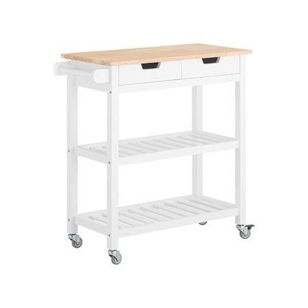 SoBuy Køkkenø med 2 skuffer i hvid 84x39x89cm, moderne FKW68-WN