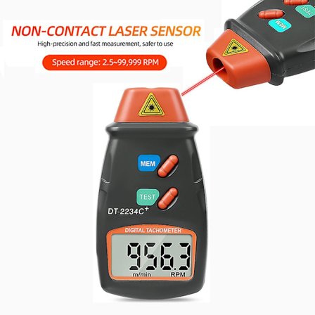 Digital laser-tachometer LCD-omdreiningstest liten motorhastighetsmåler berøringsfri vifte-tachometer (ingen batteri)