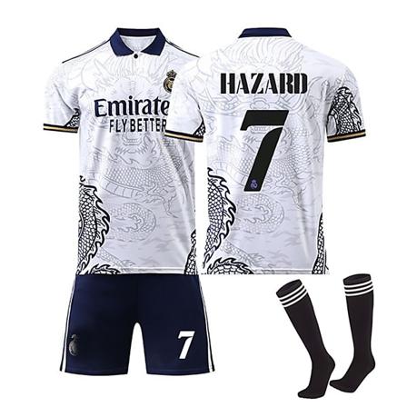 22/23 Ny sesong Draktsett Real Madrid CF HAZARD Nr 7 Barn Jersey-pakke Barn-18