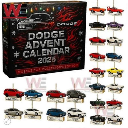 Klassinen Dodge Advent Holiday -yllätyslaatikko - Joulukuusenkoriste, akryyliriipuskeräilykoriste