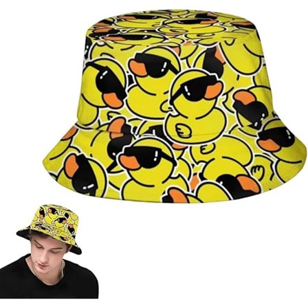 Spand, sød and, egnet til mænd og kvinder, sommer bucket hat rejse strand mode pakbar solhat til voksne teenagere gul