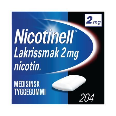 Nicotinell 2 mg tyggegummi, Lakris, 204 stk.
