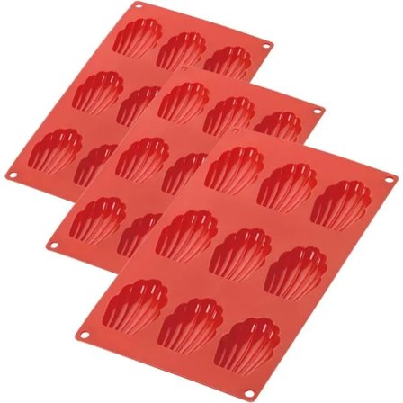 3-pack silikon Madeleineformar 9-håls räfflad kakform hög