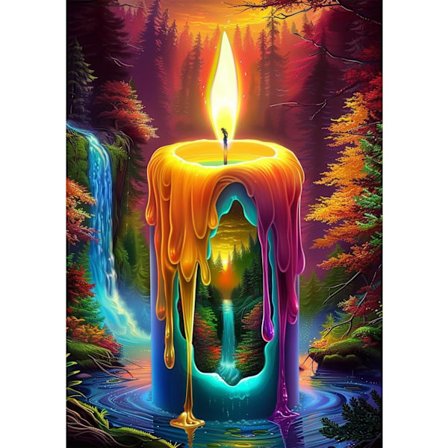 Landskabs Diamant Kunst Sæt til Voksne, Diamant Maleri Prik Sæt til Begyndere, Skov Lys DIY Runde Prikker Fuld Drill Diamant Malerier Boligindretning 