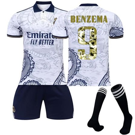 22-23 Golden Ball Benzema Commemorative Edition fotbollströja Dragon Kids 16(90-100CM)