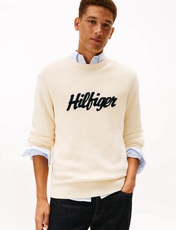 Tommy Hilfiger Seasonal Graphic Cotton Cneck - Cream - XL